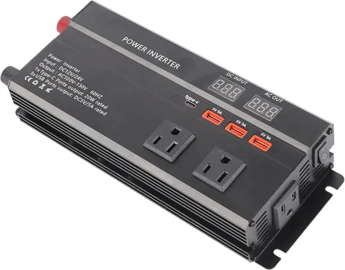 Vista 8 de para inversor 12v a 110v Gorgeri Metal 6000W DC 12V a AC 110V convertidor de coche USB adaptador de coche con pantalla LCD