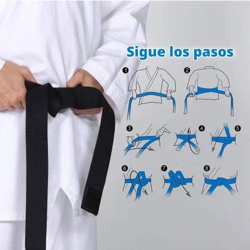 Vista 4 de Cinturón negro suave de 8.6 pies de largo para artes marciales karate taekwondo judo