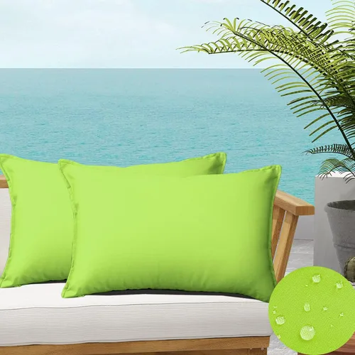 Vista 8 de 4 fundas de almohada impermeables de color azul claro para exteriores, fundas de almohada cuadradas modernas para patio, banco, muebles de patio 4