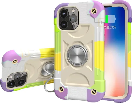 Vista 14 de Compatible con iPhone 13 Pro Max, iPhone 13 Pro, iPhone 13, iPhone 13 Mini, funda híbrida de cuerpo completo colorido arcoíris a prueba de golpes