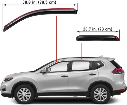 Vista 2 de Lightronic Visera de ventana de ventilación automática con clip extra duradera, se adapta a Nissan Rogue 2014-2020 (excluye Rogue Sport), protección