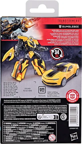 Vista 5 de Transformers Studio Series Bumblebee, Age of Extinction Deluxe Class - Figura de acción de conversión de 5 pulgadas, juguetes robot para mayores