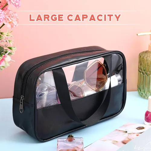 Vista 3 de Buryeah 9 piezas translúcidas bolsa de maquillaje organizador de artículos de tocador para mujeres y hombres, bolsa de viaje portátil impermeable