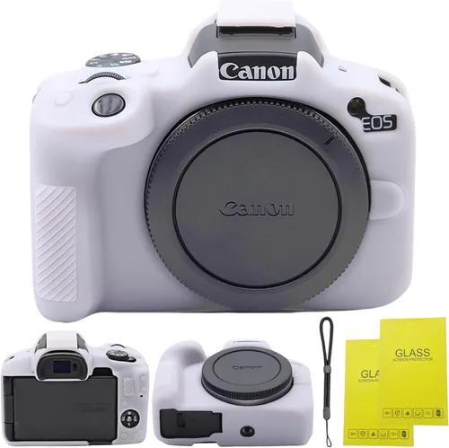 Vista 8 de Funda para EOS R50, Funda protectora de silicona suave para Canon EOS R50 EOSR50 Vlogging Camer, Incluye 2 protectores de pantalla y 1 correa