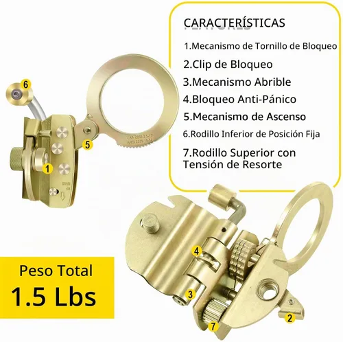Vista 2 de TRSMIMA Cuerda Grab Protección contra Caídas – Agarres de cuerda de doble bloqueo automático utilizados con cuerda de 5/8 pulgadas característica