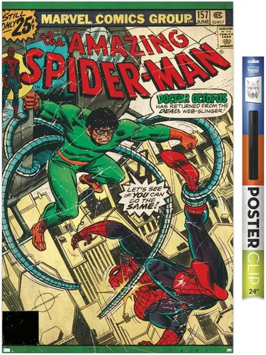 Vista 16 de Marvel Comics Spider-Man - Póster de pared Amazing Spider-Man #157, 22.4 pulgadas de largo x 14.7 pulgadas de ancho, versión enmarcada de madera
