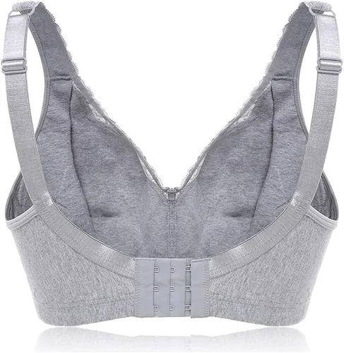 Vista 5 de TELIMUSSTO Sujetador de encaje de algodón suave de talla grande para mujer, cobertura completa, sin varillas, sin relleno