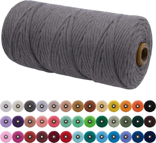 Vista 177 de JeogYong Cordón de macramé de un solo hilo 3 mm x 109 yardas (328 pies) Cuerda de algodón suave Hilo de macramé de 3 mm, suministros de macramé