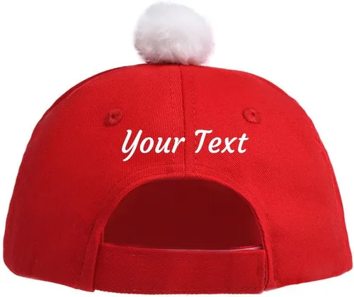 Vista 4 de Sombrero de béisbol de Papá Noel de Navidad, sombrero de disfraz de Papá Noel con pompón de piel mullida