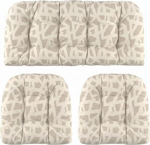 Vista 8 de RSH DECOR: Sunbrella - Juego de 3 cojines de mimbre copetudos 41 x 19 pulgadas y 19 x 19 pulgadas Fabricado con tela de rendimiento Sunbrella