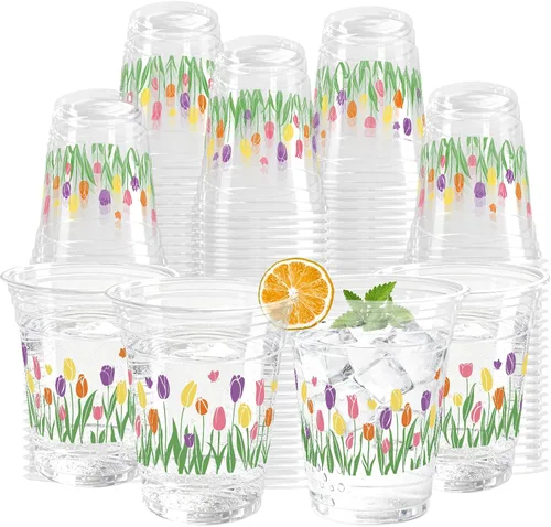 Vista 13 de 100 Piezas Vasos de Plástico Rosa Fiesta Vaquera Occidental 12 OZ Vasos Desechables Disco, Diseños de Sombrero Vaquero, Bota y Bola Disco