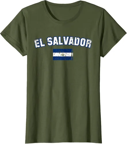 Vista 61 de EL SALVADOR Bandera Vintage Hombres Mujeres Niños Camiseta EL SALVADOR