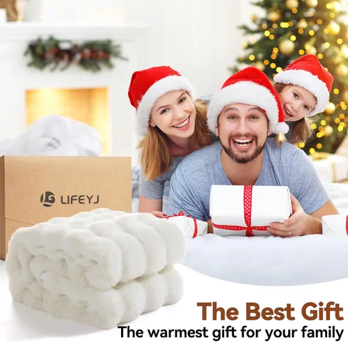 Vista 7 de LIFEYJ Manta mullida de piel sintética para sofá, manta de felpa ultrasuave con burbujas, regalo perfecto de Navidad y cumpleaños para mujeres