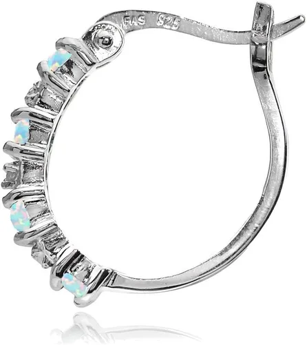 Vista 2 de Aretes de aro pequeños redondos de plata de ley auténtica o sintética de 0.787 in para mujer