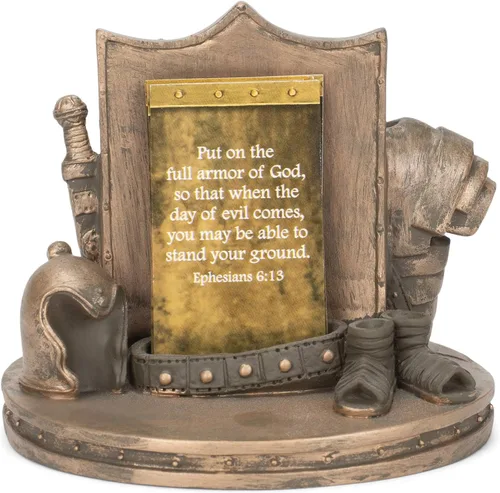 Vista 3 de Dicksons Bronzetone Full Armor Scripture - Tarjetero decorativo de resina (3 x 4)