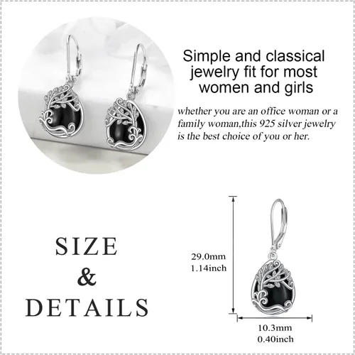 Vista 251 de Aretes colgantes con forma de lágrima de filigrana de piedra lunar de plata de ley 925 con cierre de palanca para mujer, regalos de joyería
