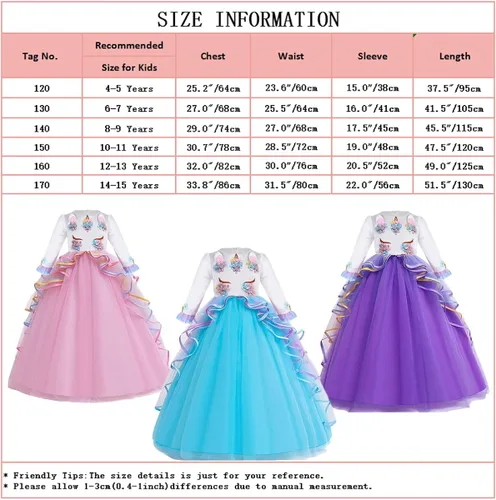 Vista 5 de REXREII Vestido maxi de tul de manga larga con diadema para niñas disfraz de princesa cumpleaños Navidad