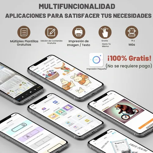 Vista 4 de cudinham Mini impresora Print Pods, fabricador de pegatinas térmico sin tinta con 10 rollos de papel de impresión, Printpod de bolsillo para Negro