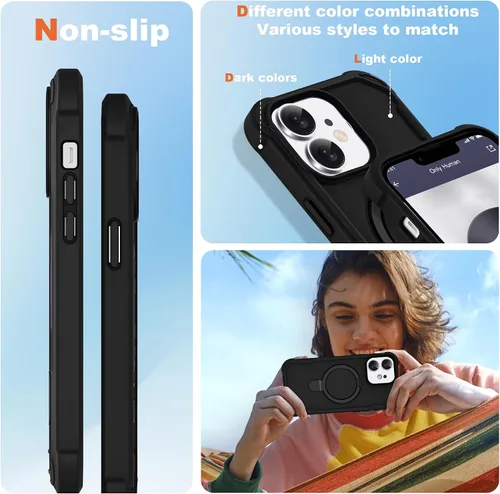 Vista 4 de Funda compatible con iPhone 12 y 12 Pro de 6.1 pulgadas con soporte de anillo magnético [protección militar contra caídas] [compatible con MagSafe]