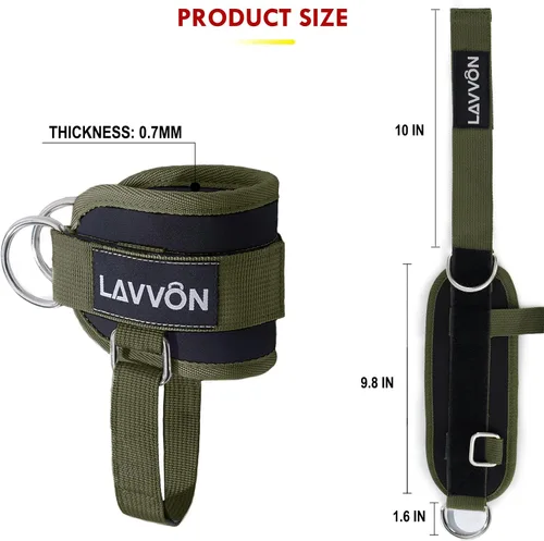 Vista 4 de LAVVON Correas de tobillo para máquinas de cable Kickbacks – Accesorios de cable de tobillo ajustables y cómodos para gimnasio, correa de tobillo