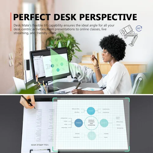 Vista 4 de COOLPO Desk Mate - Cámara web híbrida HDR con autoenfoque y seguimiento, reducción de ruido HD 1080p, control de software para Google Gemini