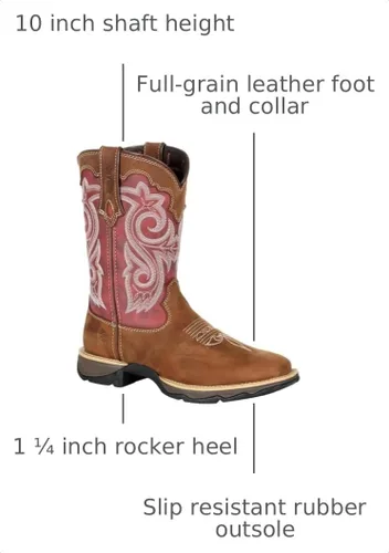 Vista 3 de Durango Bota Rebel de 10" para Mujer Briar marrón y rojo oxidado.