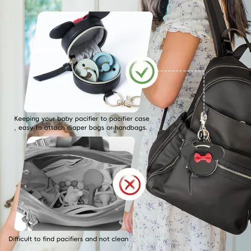 Vista 6 de miss fong Funda para chupete con clip, funda para bolsa para chupete, cápsula con cierre para fijar a los cochecitos y bolsas de pañales, capacidad