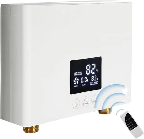 Vista 10 de Calentador de agua eléctrico sin tanque 3000 W 110 V Temperatura constante Calentador de agua caliente instantáneo con control remoto Pantalla Negro