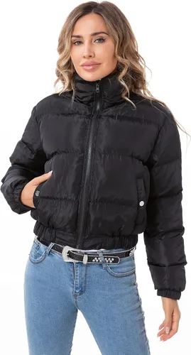 Vista 3 de Chaqueta acolchada para mujer, casual, manga larga, chaqueta bomber con cremallera completa, abrigo de invierno acolchado