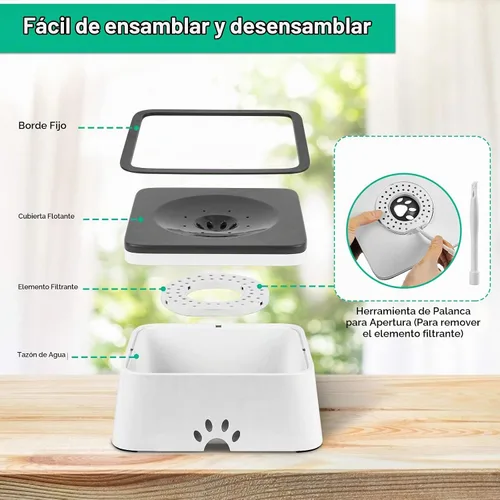 Vista 3 de URPOWER Tazón de agua para perros de 2.5L 85oz de gran capacidad; dispensador de agua para mascotas sin derrames, alimentador lento a prueba