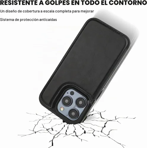 Vista 5 de ONETOP - Funda tipo cartera compatible con iPhone 15 Pro con soporte para tarjetas, funda de piel sintética con soporte y ranuras para tarjetas
