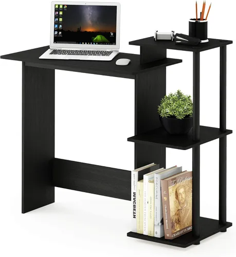 Vista 11 de Furinno EFFICIENT - Escritorio para juegos de 28.6 pulgadas de ancho con 3 estantes laterales abiertos, escritorio para computadora portátil