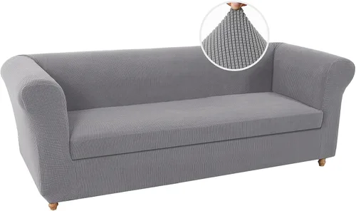 Vista 29 de UNBBRRL Funda de sofá Chesterfield de jacquard elástico, fundas de cojín gruesas para sofá, protector de muebles para sala de estar