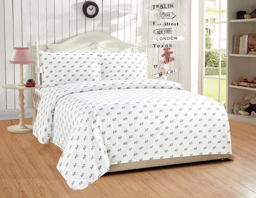Vista 2 de Mk Home - Juego de sábanas individuales de 3 piezas, color blanco y gris elefante