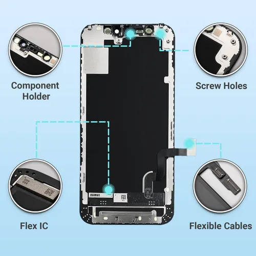 Vista 3 de Reemplazo de pantalla LCD de 5.4 pulgadas para iPhone 12, montaje digitalizador táctil 3D con herramientas de reparación, protector de pantalla