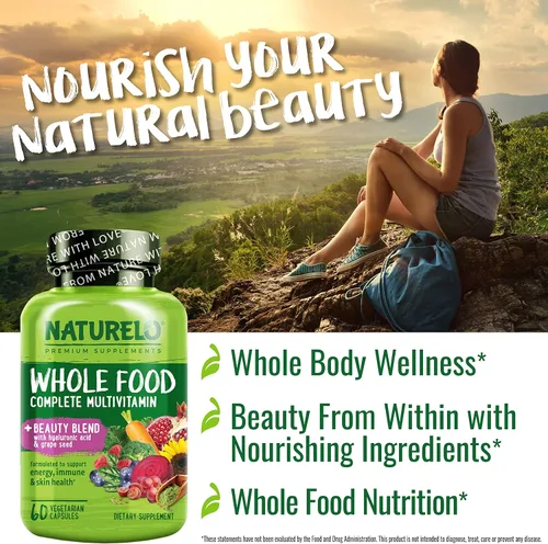 Vista 8 de NATURELO Whole Food Beauty Multivitamínico, 60 unidades de péptido de colágeno en polvo, 45 porciones