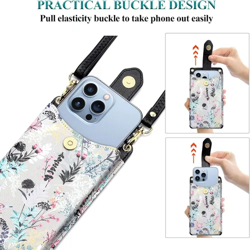 Vista 7 de Peacocktion - Bolso pequeño para teléfono celular, para mujeres, minibolso de hombro ligero para cruzarse por el cuello, con ranuras para tarjetas
