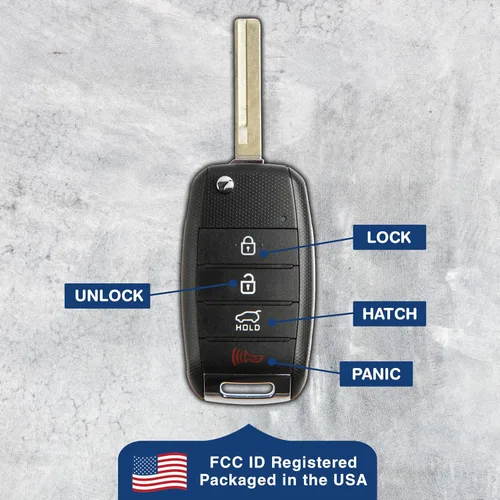 Vista 5 de Llavero retráctil con entrada sin llave compatible con Kia Sorento 2016-2018 (OSLOKA-910T) Uno