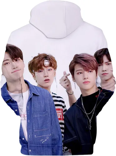 Vista 2 de Xkpopfans Kpop ATEEZ Sudadera con capucha con estampado 3D del tesoro Wooyoung San Mingi