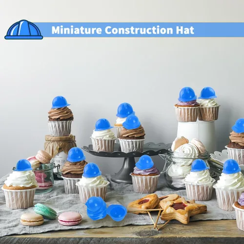 Vista 3 de Miniature Construction Hat 25Pcs, Mini Construction Doll Hats Plastic Miniature Bottle Topper Hats for Party