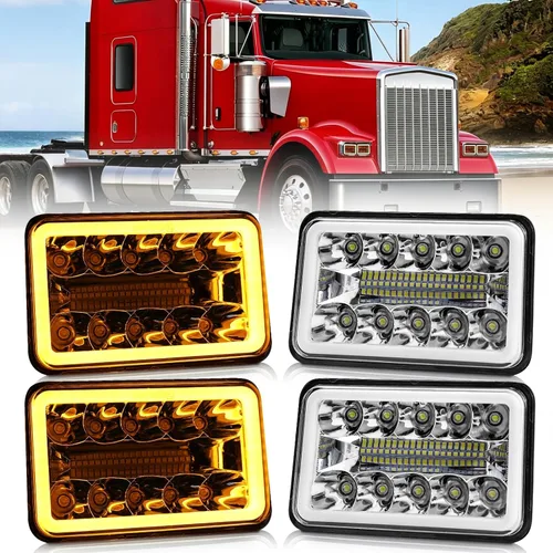 Vista 10 de CO LIGHT 2 faros delanteros LED de 4 x 6, haz sellado alto/bajo aprobado por DOT, señal de giro DRL blanca y ámbar, repuesto H4651 H4652 H4656 H4666