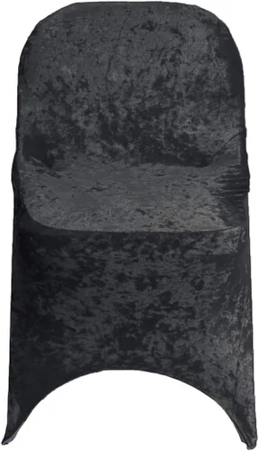 Vista 2 de Funda para silla plegable de terciopelo y elastano, color negro, funda de cojín tapizada plegable y elástica, fundas protectoras de muebles