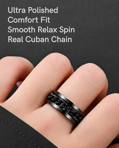 Vista 3 de King Ring 8mm Spinner Ring – Fidget Ring for Men & Women – Designed in USA