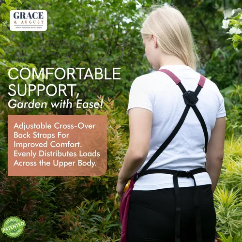 Vista 6 de Delantal de jardinería con bolsillos para mujeres y hombres, delantal de jardín con 7 bolsillos y bolsa interna con cordón, gran regalo