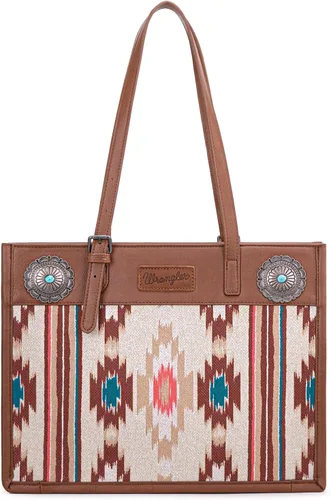 Vista 12 de Montana West Wrangler Aztec - Bolso de hombro de lona con asa superior para mujer