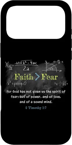 Vista 22 de Faith > Fear 2 Timothy 1:7 Christian Verse Math Equation Case for iPhone 17