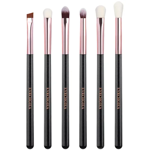 Vista 14 de Juego de brochas de maquillaje de ojos, 6 brochas de maquillaje profesionales para sombra de ojos para corrector de cejas, delineador de ojos Rosa