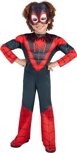 Vista 4 de MARVEL Official Toddler Deluxe Halloween Costume - Premium Quality Padded Jumpsuit and Fabric Headpiece (3T-4T)