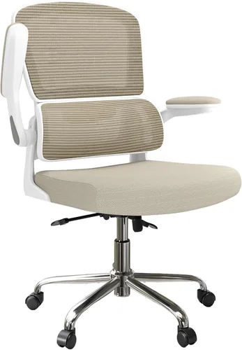 Vista 10 de Logicfox Silla de oficina ergonómica con soporte lumbar 2D adaptable y brazos abatibles, silla de escritorio de malla transpirable para aliviar