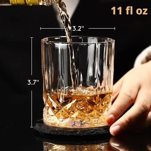 Vista 4 de Vasos de whisky – Juego de 24 vasos elegantes y transparentes para whisky, escocés y bourbon – Cristalería de bar Juego de 24 vasos de roca